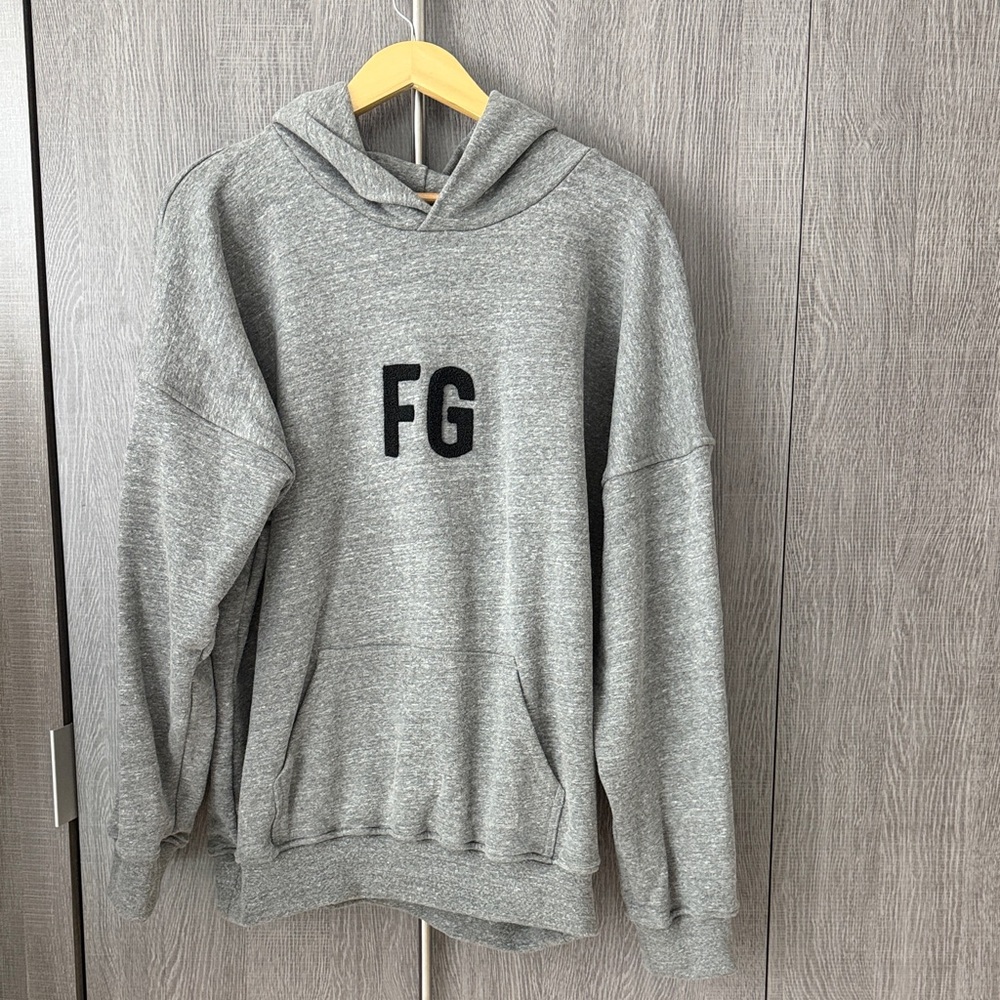 Fear of God Gray Hoodie with Black FG Logo